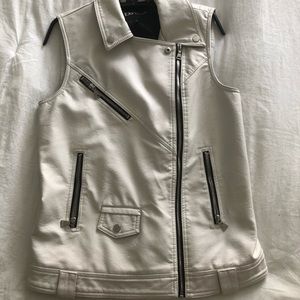 Express FAUX leather Moto vest white